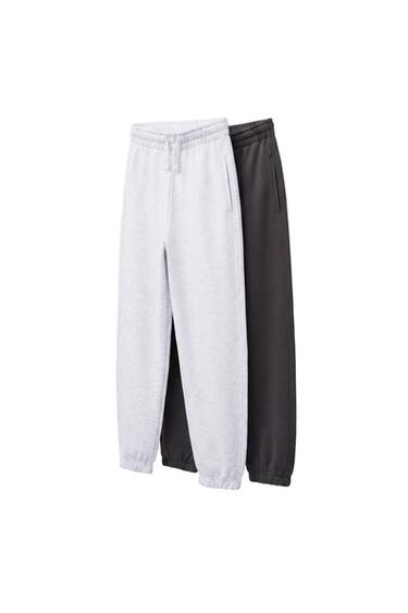 Zara TWO-PACK PLUSH PANTS - Anthracite grey