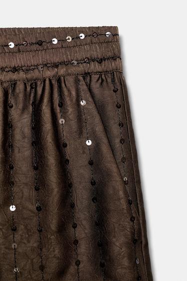 PANTALON FLUIDE À PAILLETTES - Marron de Zara - Image 7