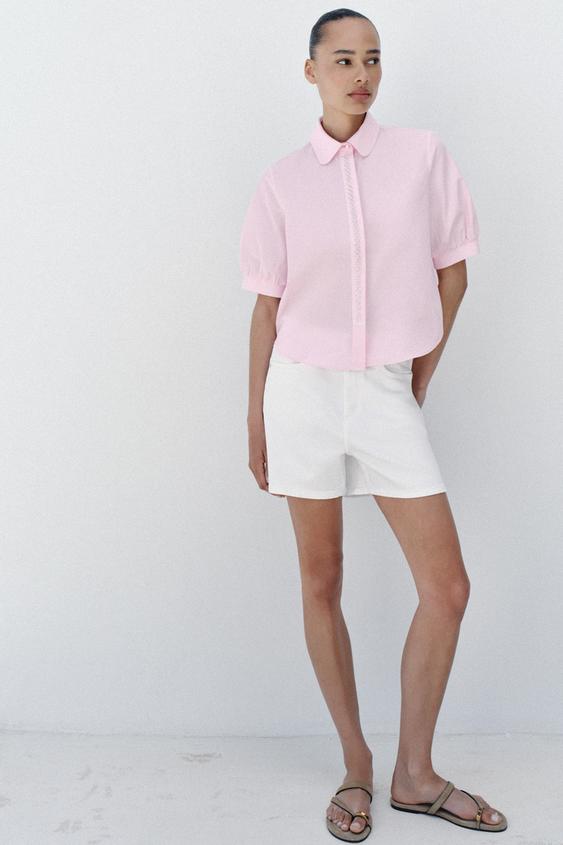 CAMISA MANGA CORTA PERLAS - Rosa de Zara - Imagen 0