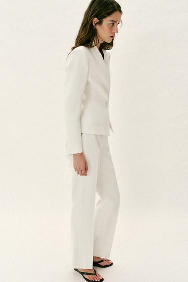 LOW-RISE STRAIGHT-LEG TROUSERS - Ecru by Zara - Image 5