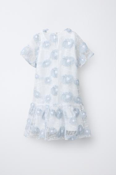 ROBE EN TULLE BRODÉE - Bleu / Blanc de Zara - Image 1