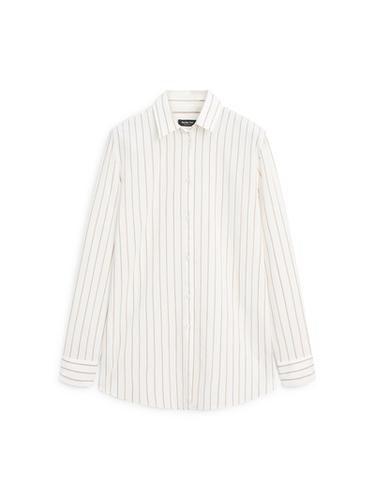 Chemisier fluide à rayures tricolores - Blanc de Zara