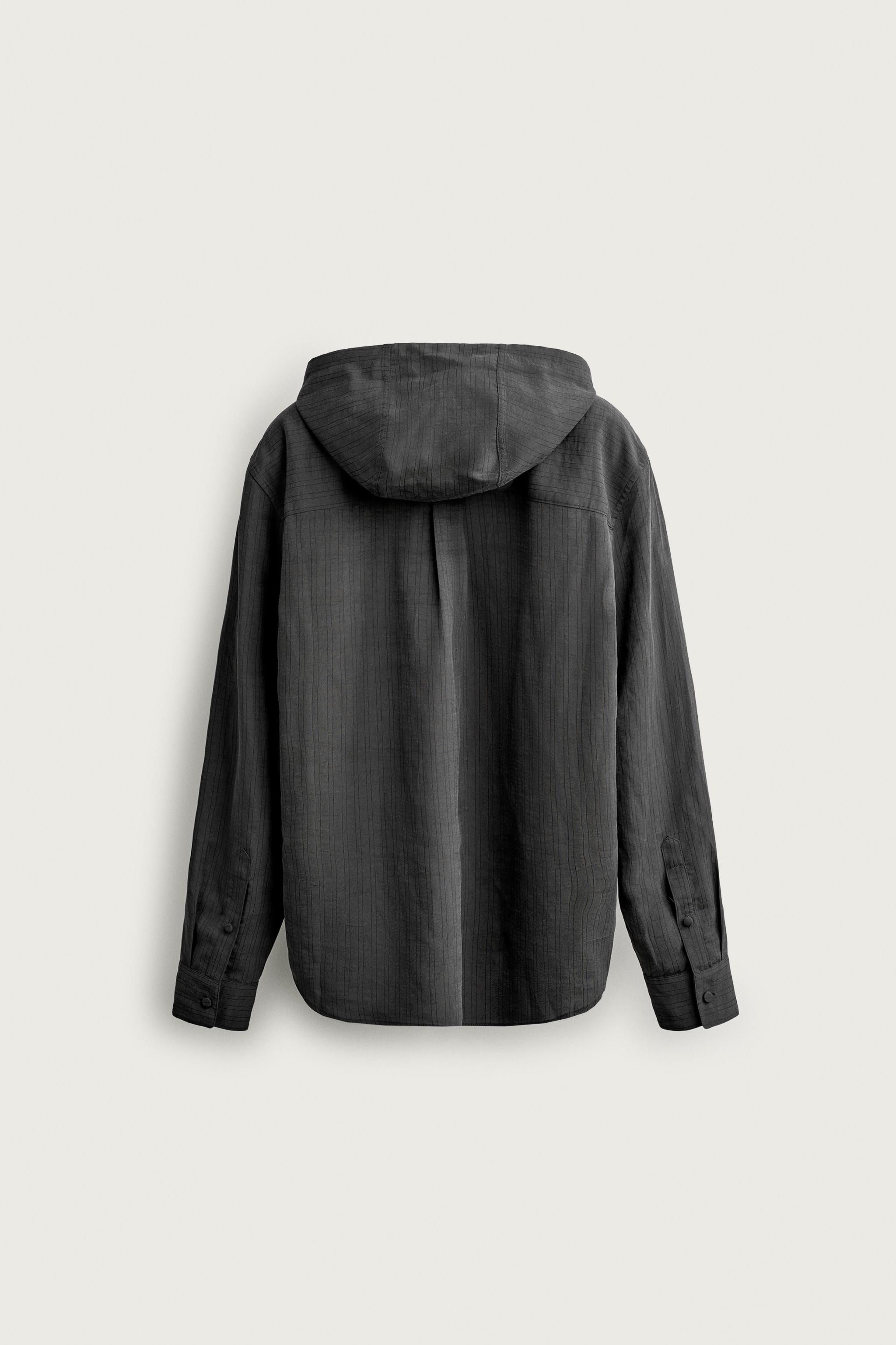 STRIPED FLUID HOODIE OVERSHIRT