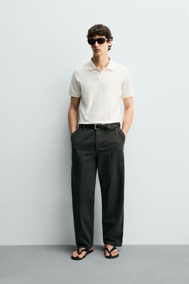 TEXTURED PIQUÉ POLO SHIRT - Oyster-white by Zara