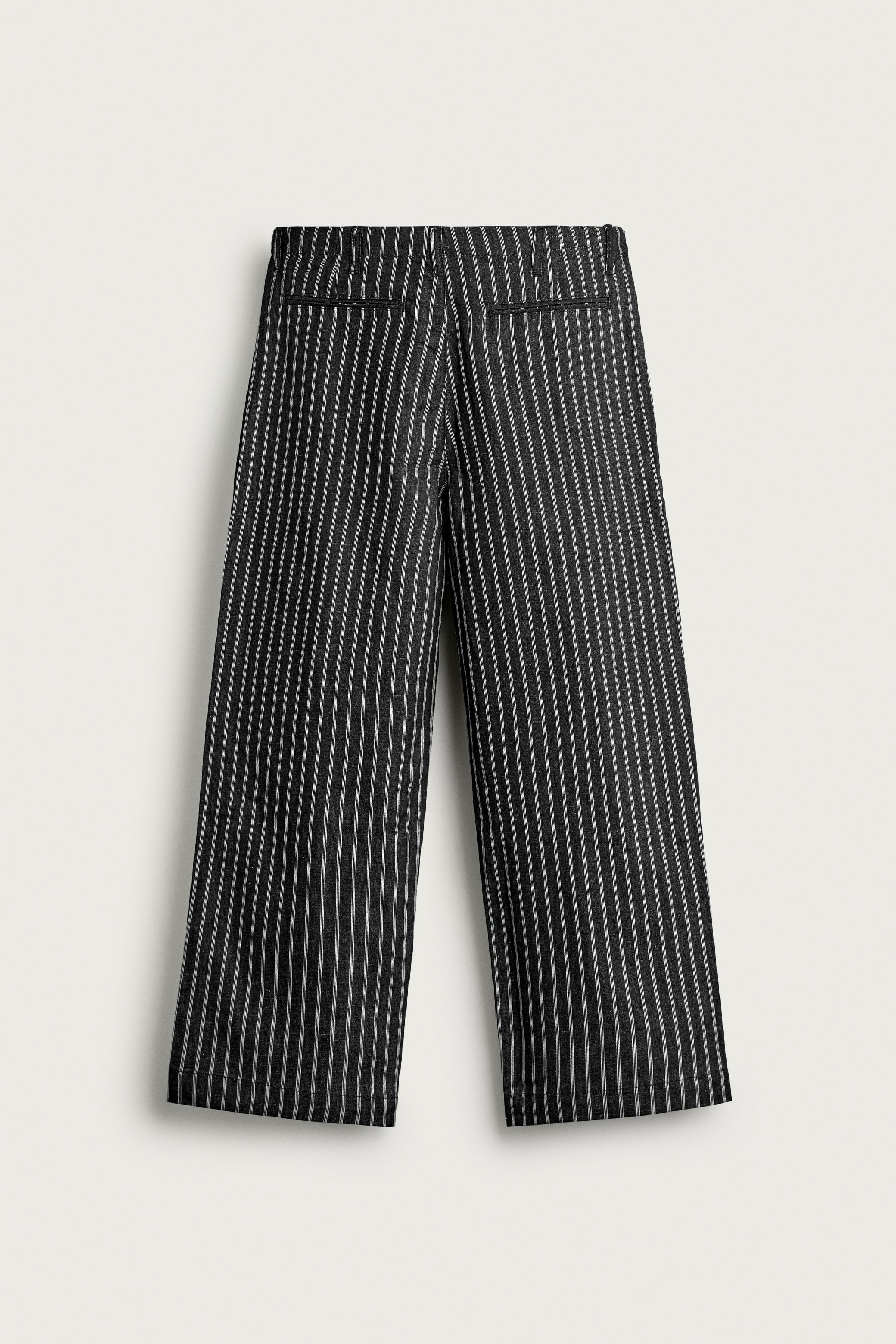 Мужские джинсы Zara STRIPED COTTON-LINEN DENIM PANTS — фото 6