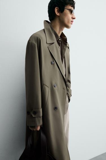 OVERSIZE FLOWING FIT TRENCH COAT - Taupe grey by Zara - Image 4
