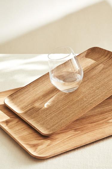 RECTANGULAR NON-SLIP WOODEN TRAY - Light beige by Zara - Image 9