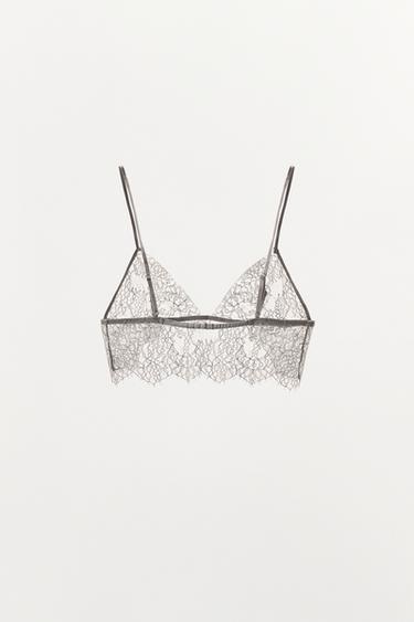 LACE TRIANGLE BRA - Grey by Zara - Image 3