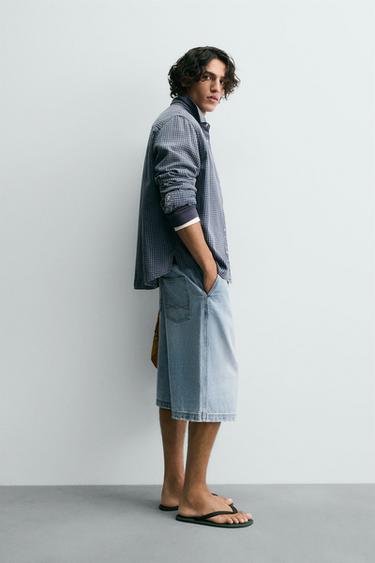 RELAXED FIT DENIM JORTS - Light blue by Zara - Image 3
