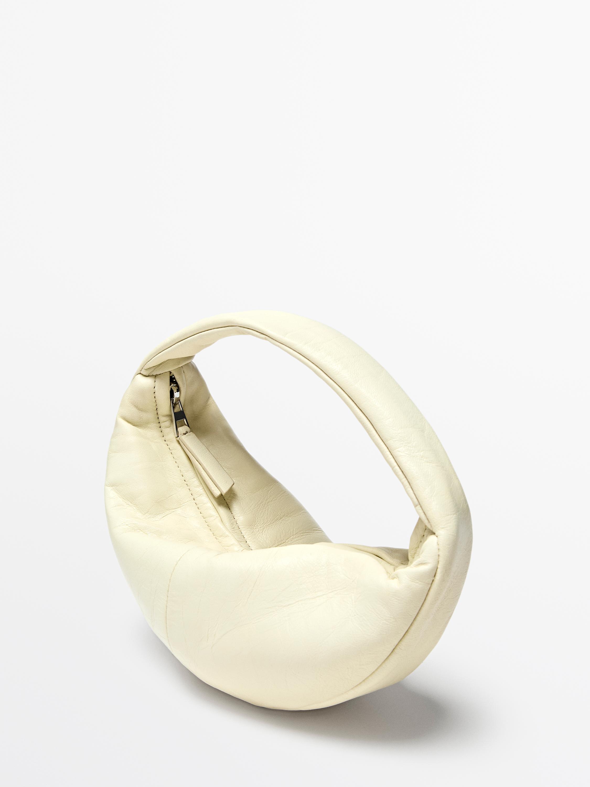 Mini sac à main demi-lune en cuir nappa