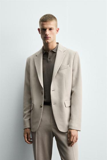 SLIM FIT SUIT BLAZER - Sand / Marl by Zara