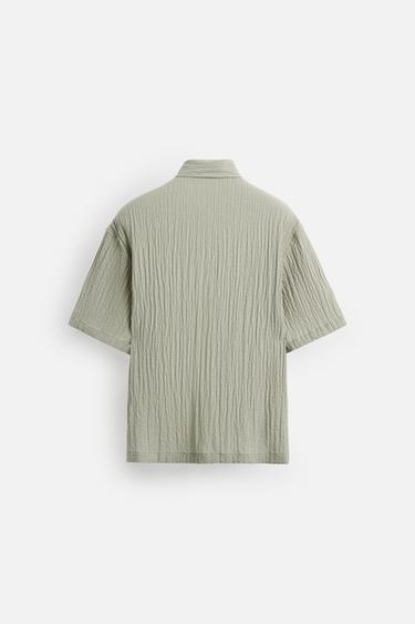 CHEMISE JACQUARD EFFET FROISSÉ - Vert clair de Zara - Image 6