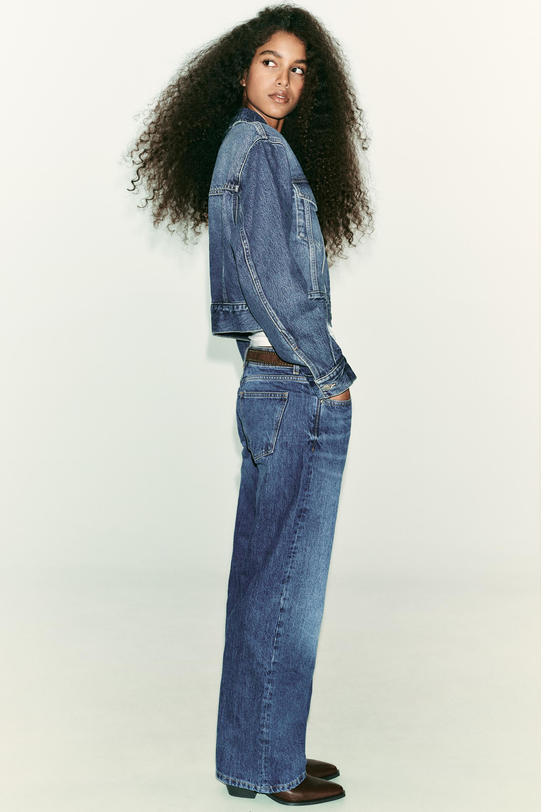 Z1975 WIDE LEG LOW RISE BELT JEANS - Mid-blue | ZARA United