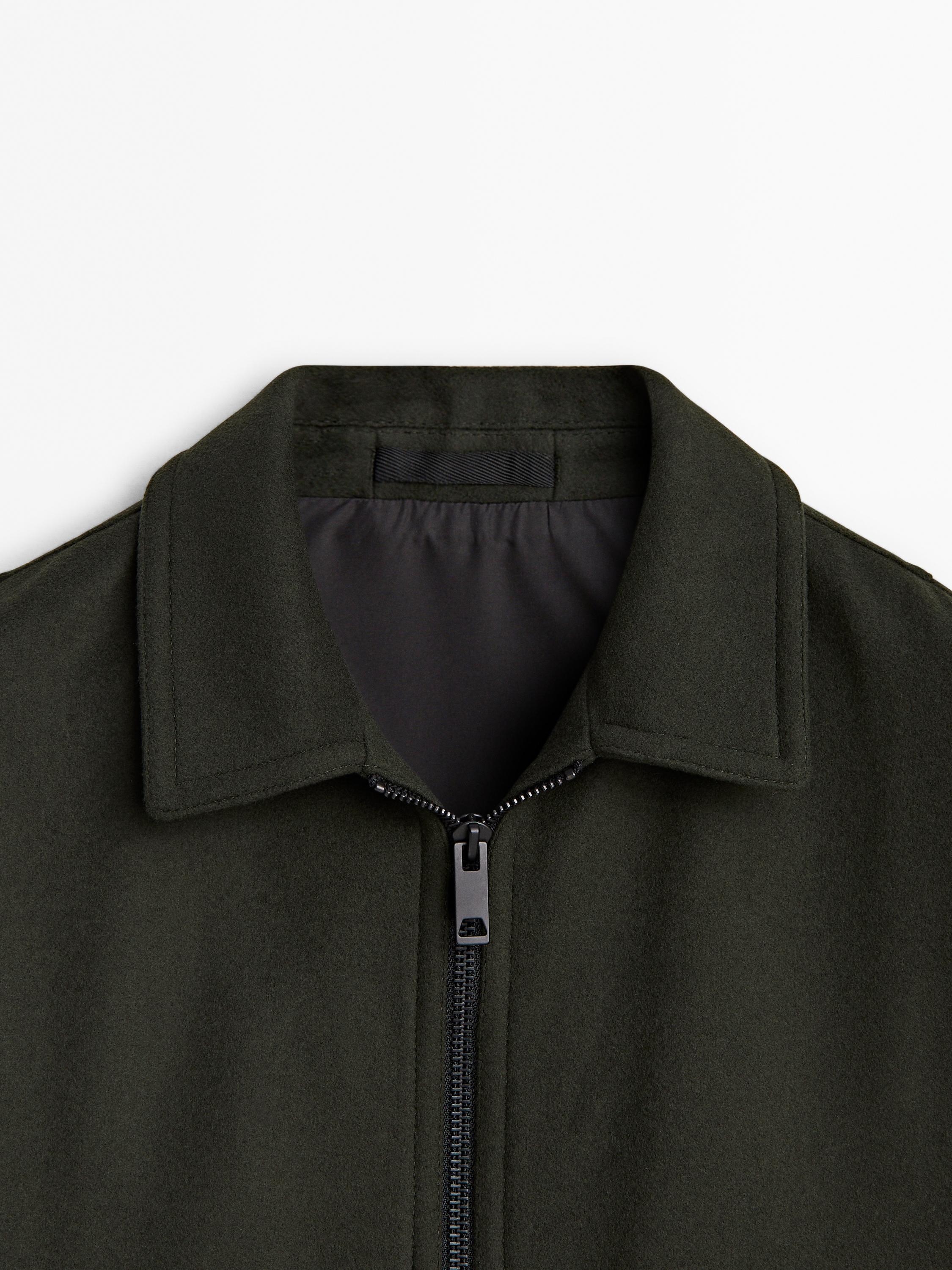 Wool blend jacket with zip - Studio - olive green | ZARA Canada