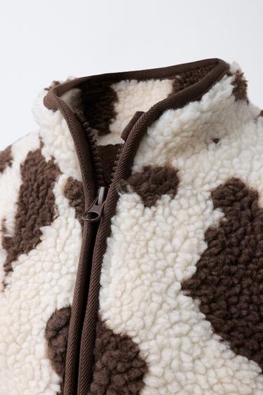 COW PRINT FAUX SHEARLING JACKET - Brown by Zara