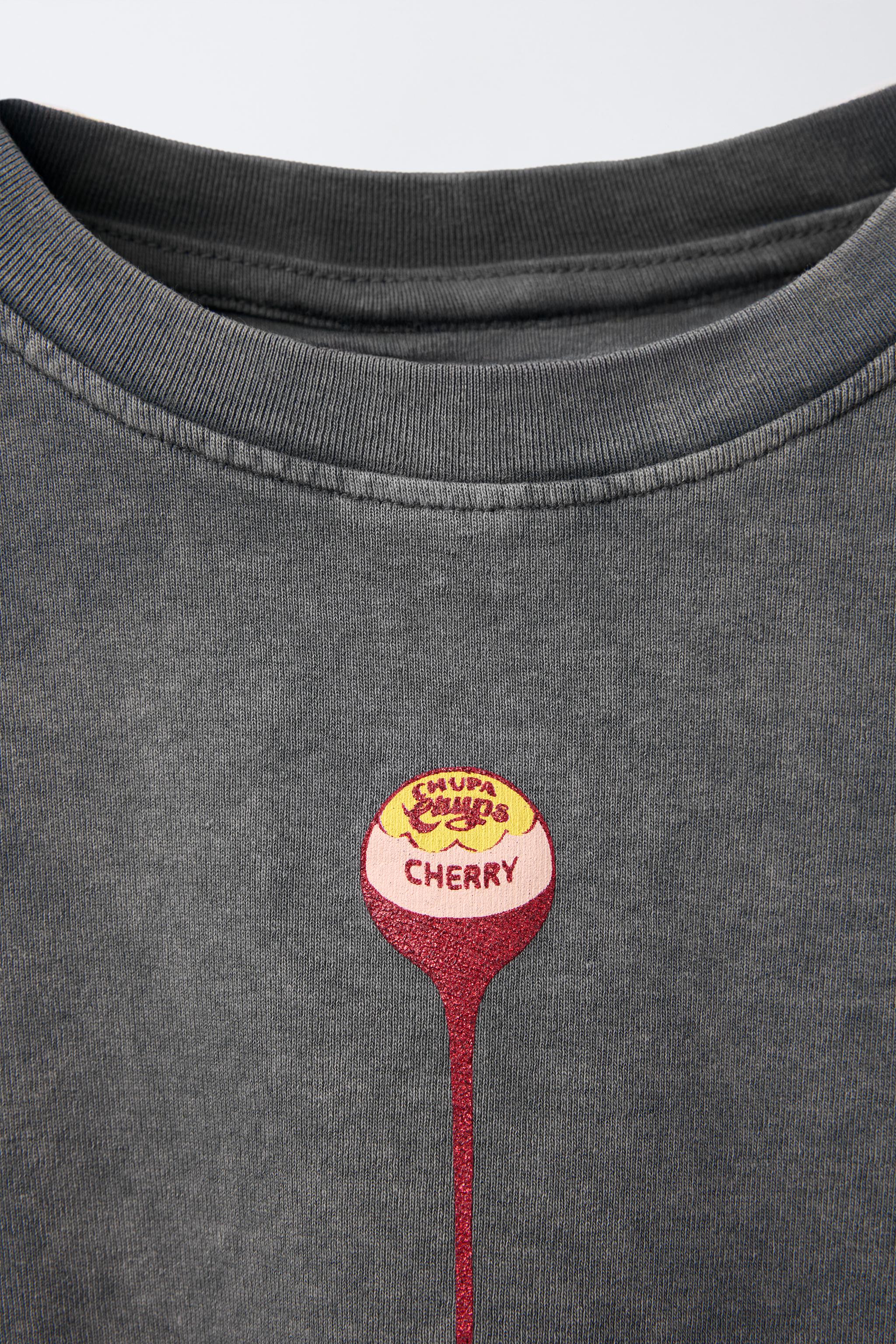 chu♡ CHUPA CHUPS ® PRINT T-SHIRT - Anthracite grey | ZARA United