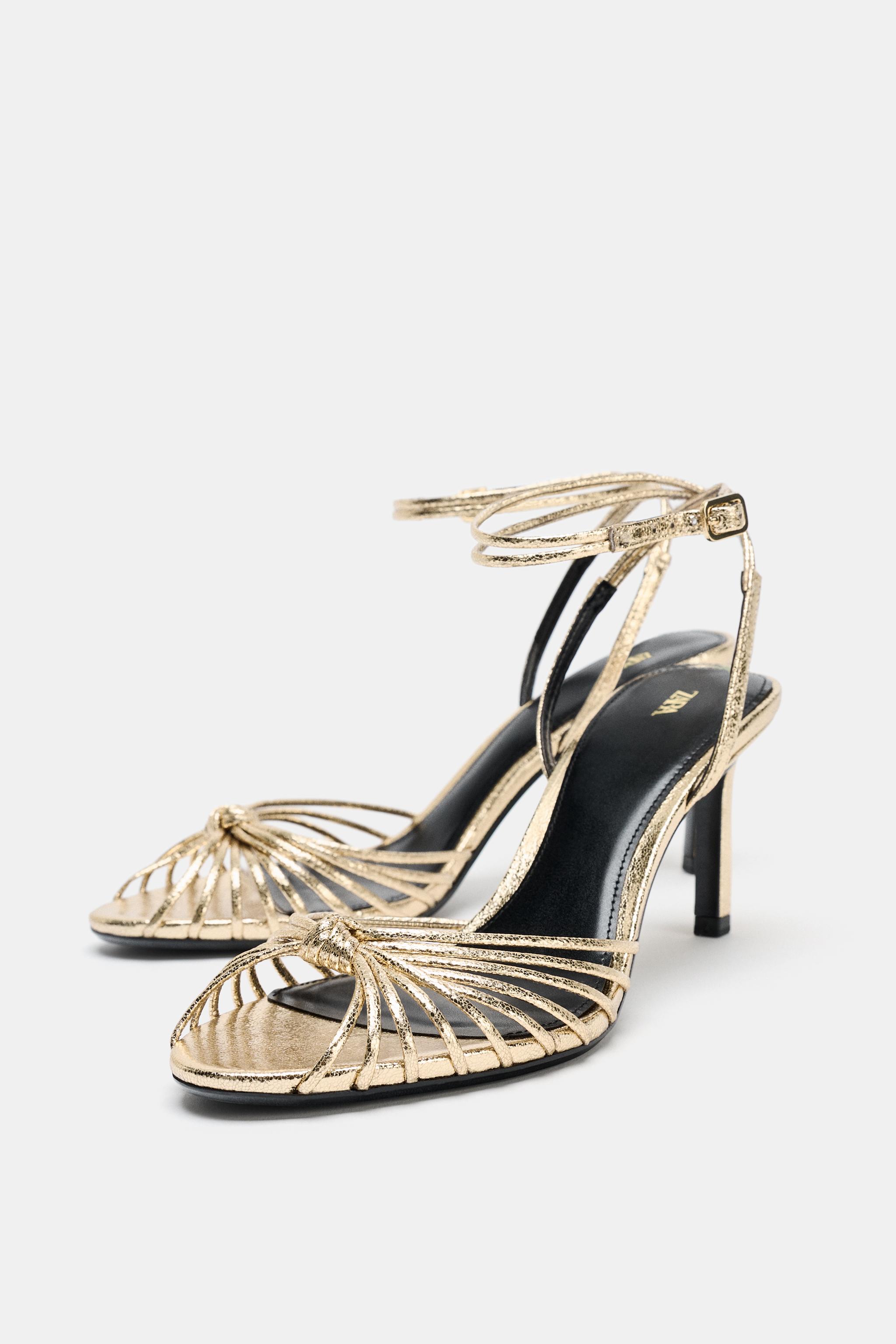 SANDALES À TALONS NŒUD MÉTALLISÉ