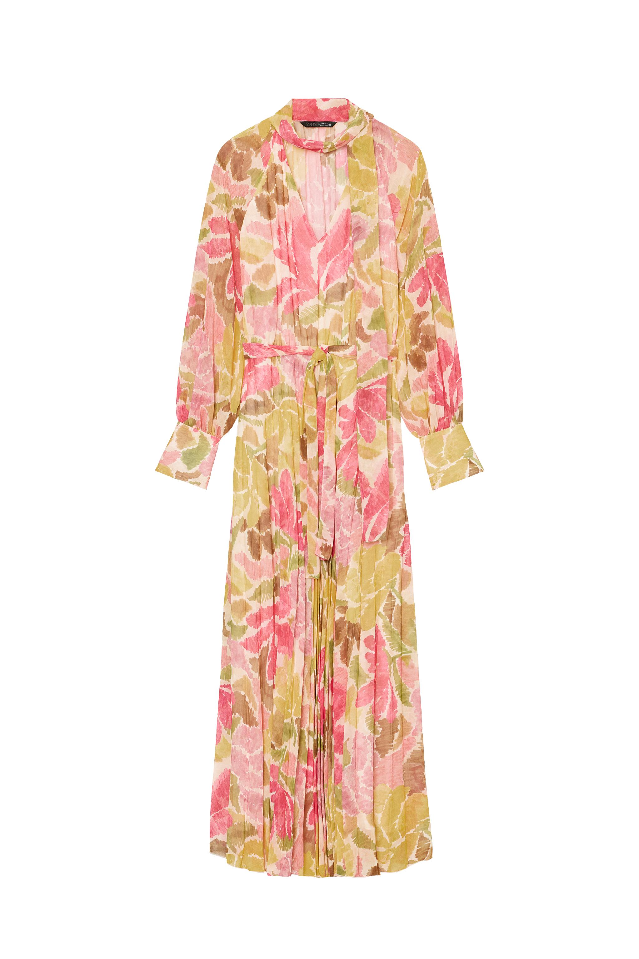 FLORAL PRINT DRESS WITH TIE BELT