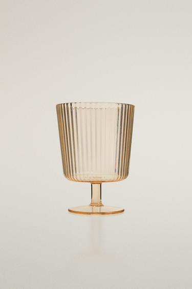 VERRE À VIN EN ACRYLIQUE À RAYURES - Jaune de Zara - Image 0