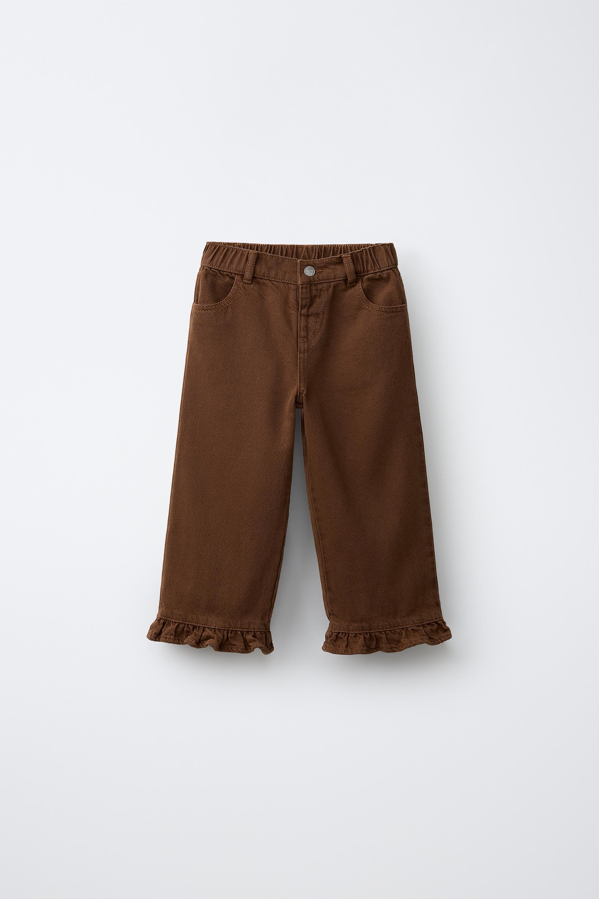RUFFLED TWILL CULOTTES — Brick