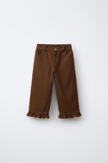 PANTALON JUPE-CULOTTE EN SERGÉ À VOLANT - Tuile de Zara