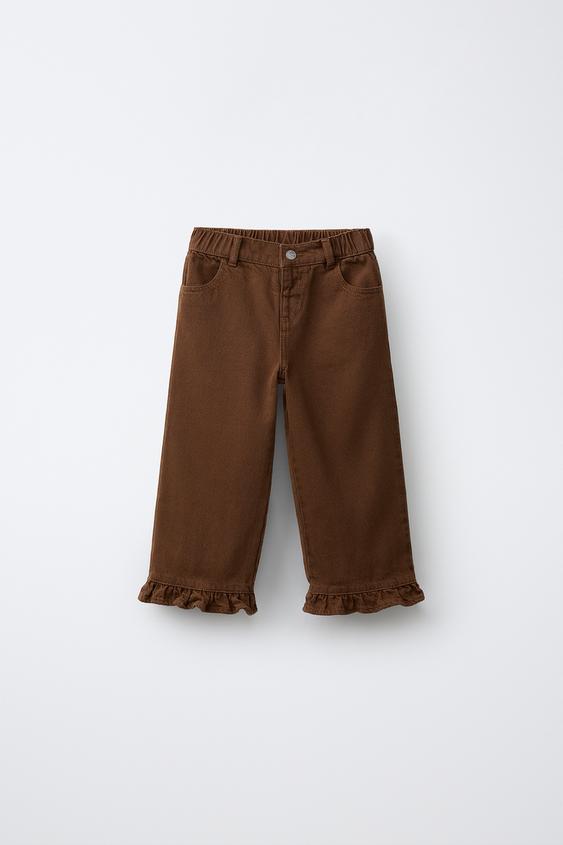 TWILL CULOTTES WITH RUFFLE TRIM - Brick by Zara - Image 0