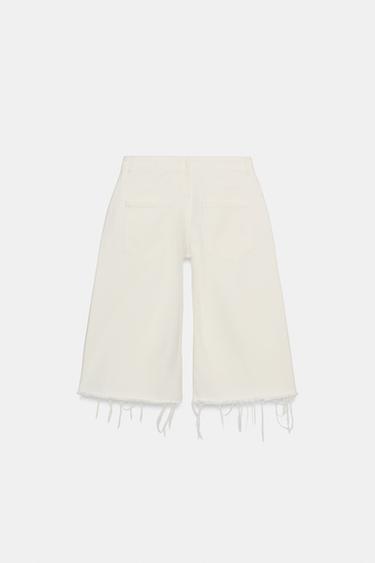 BERMUDA EN JEAN EFFRANGÉE ZW COLLECTION - Écru de Zara - Image 5