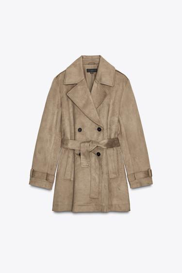 TRENCH EFFET DAIM - Marron clair de Zara - Image 5
