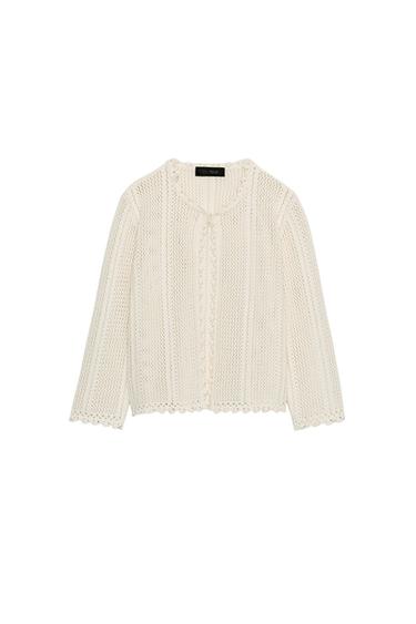 Zara POINTELLE CARDIGAN - Ecru