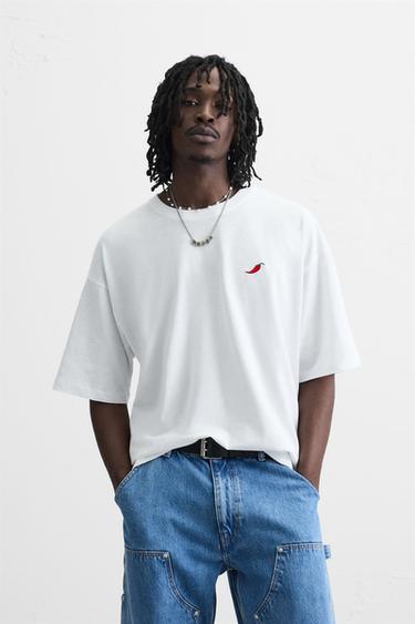 コントラストプリントTシャツオフホワイトZaraのコントラストプリントTシャツ - オフホワイト 