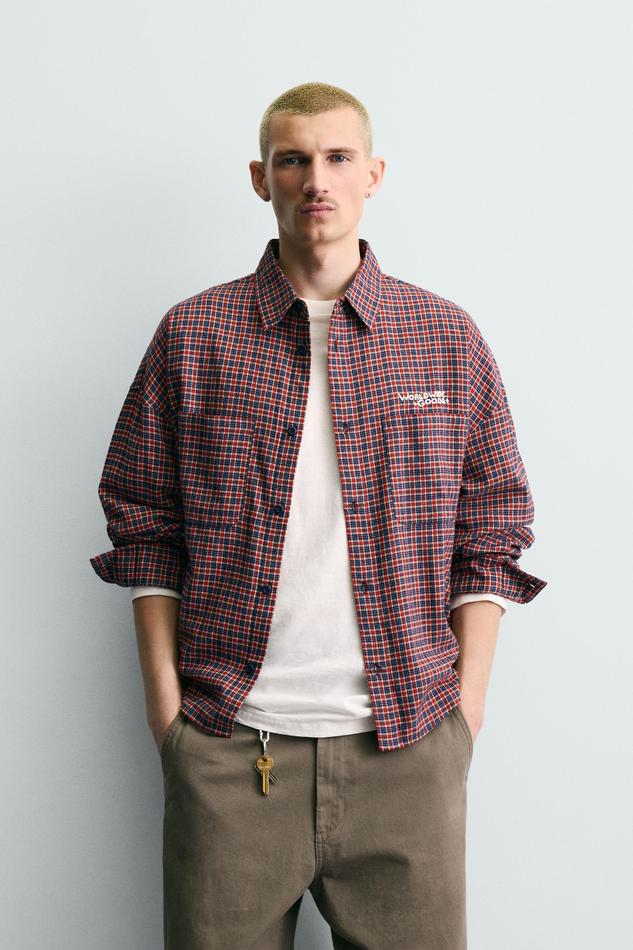 EMBROIDERED PLAID FLANNEL SHIRT