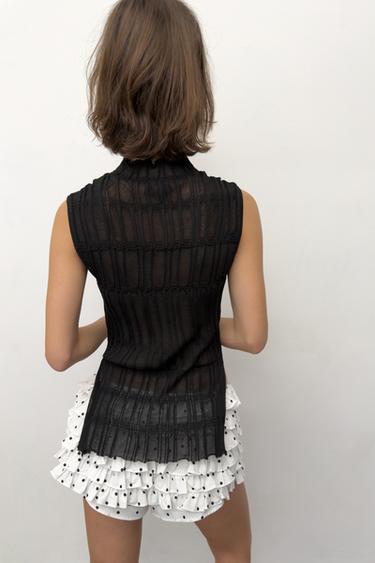 RUFFLED KNIT TOP - Black by Zara - Image 2