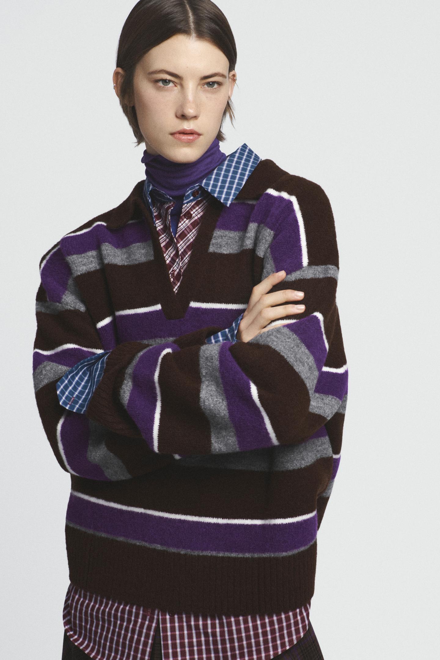 Женская рубашка Zara Patchwork Check, цвет: Разноцветный