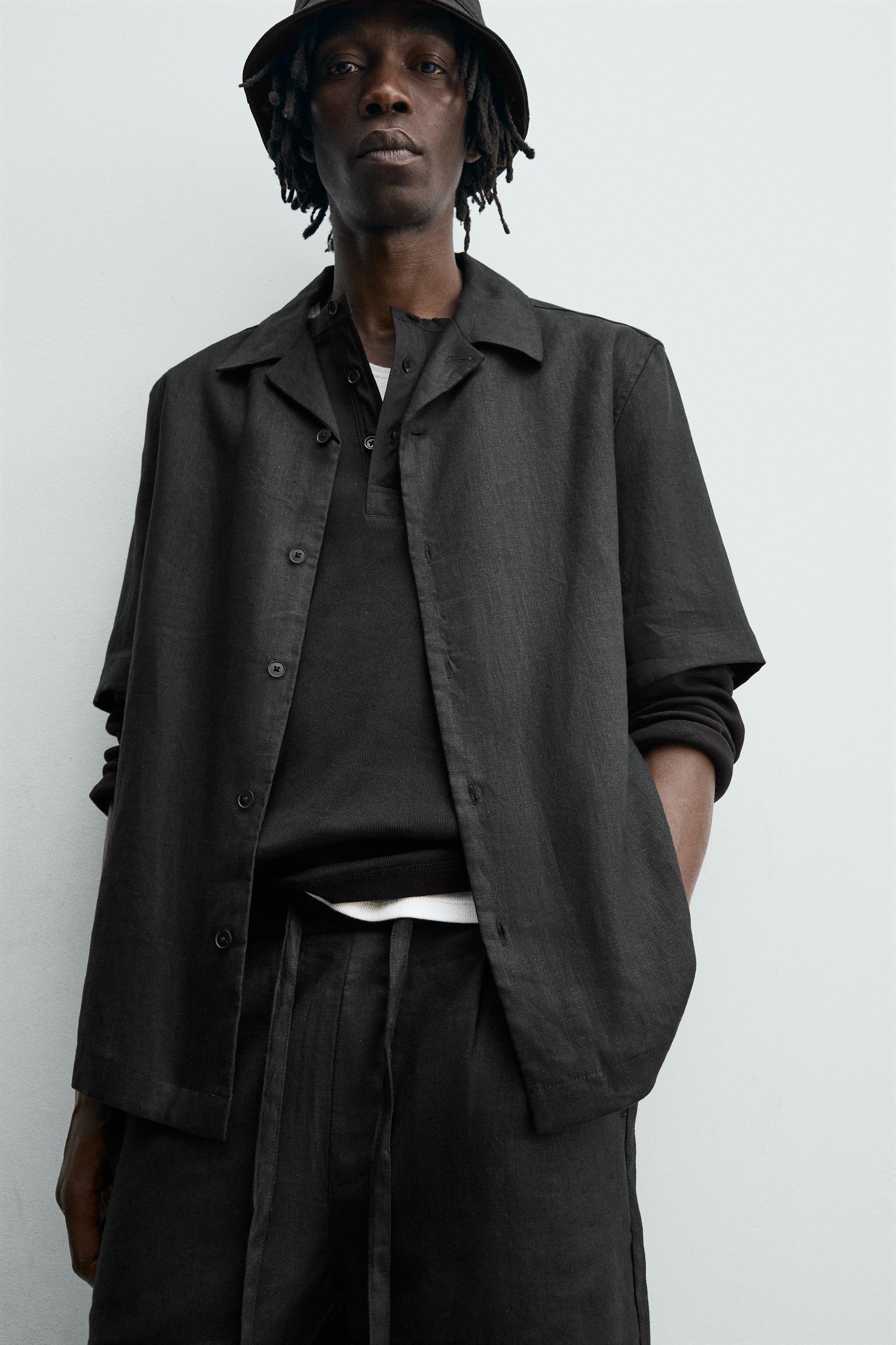 Мужские рубашки Zara 100% LINEN RELAXED FIT SHIRT — фото 6