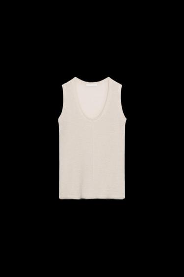 SLEEVELESS WOOL BLEND TOP - Ecru by Zara