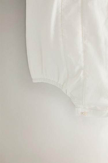 CHILDREN’S DUNGAREES WITH LACE TRIM - Oyster-white by Zara - Image 3