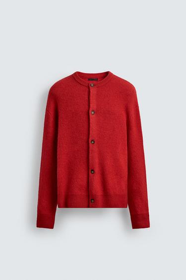 TEXTURED RELAXED FIT CARDIGAN - Red by Zara
