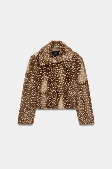 CAZADORA EFECTO PELO ESTAMPADO - Marrón / Crudo de Zara