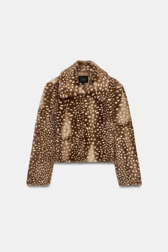 CAZADORA EFECTO PELO ESTAMPADO - Marrón / Crudo de Zara - Imagen 0