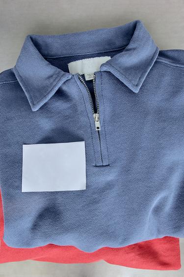 STORIESZ - POLO SWEAT EN MOLLETON À ZIP - Bleu / Acier de Zara - Image 3