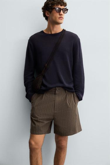 BERMUDA REGULAR FIT RAYURES - Marron de Zara - Image 5