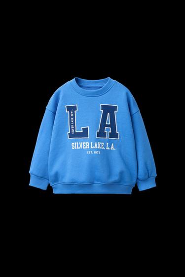 Zara EMBROIDERED TEXT SWEATSHIRT - Light blue - Image 0