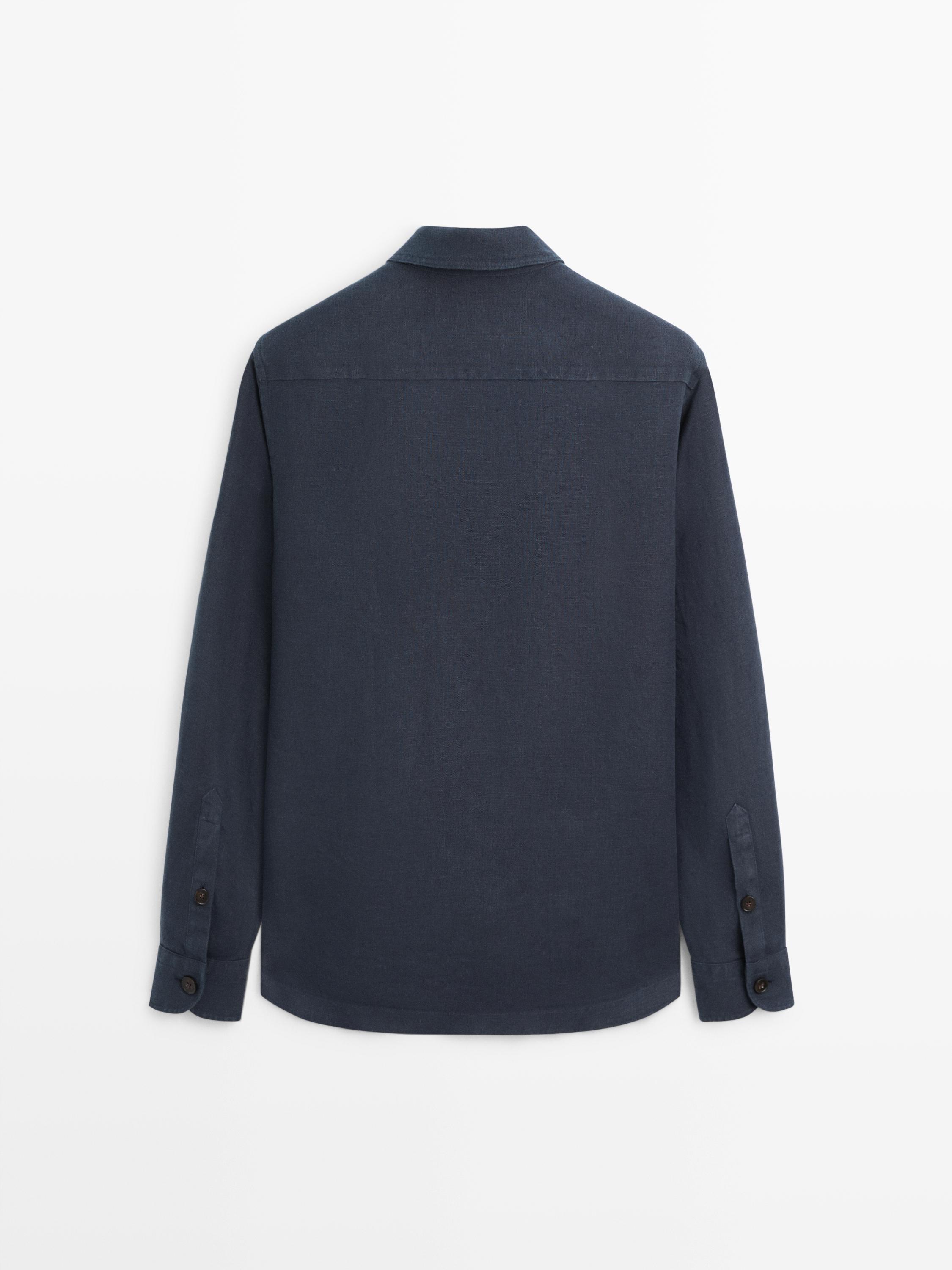 Surchemise en lin lourd avec détail poches