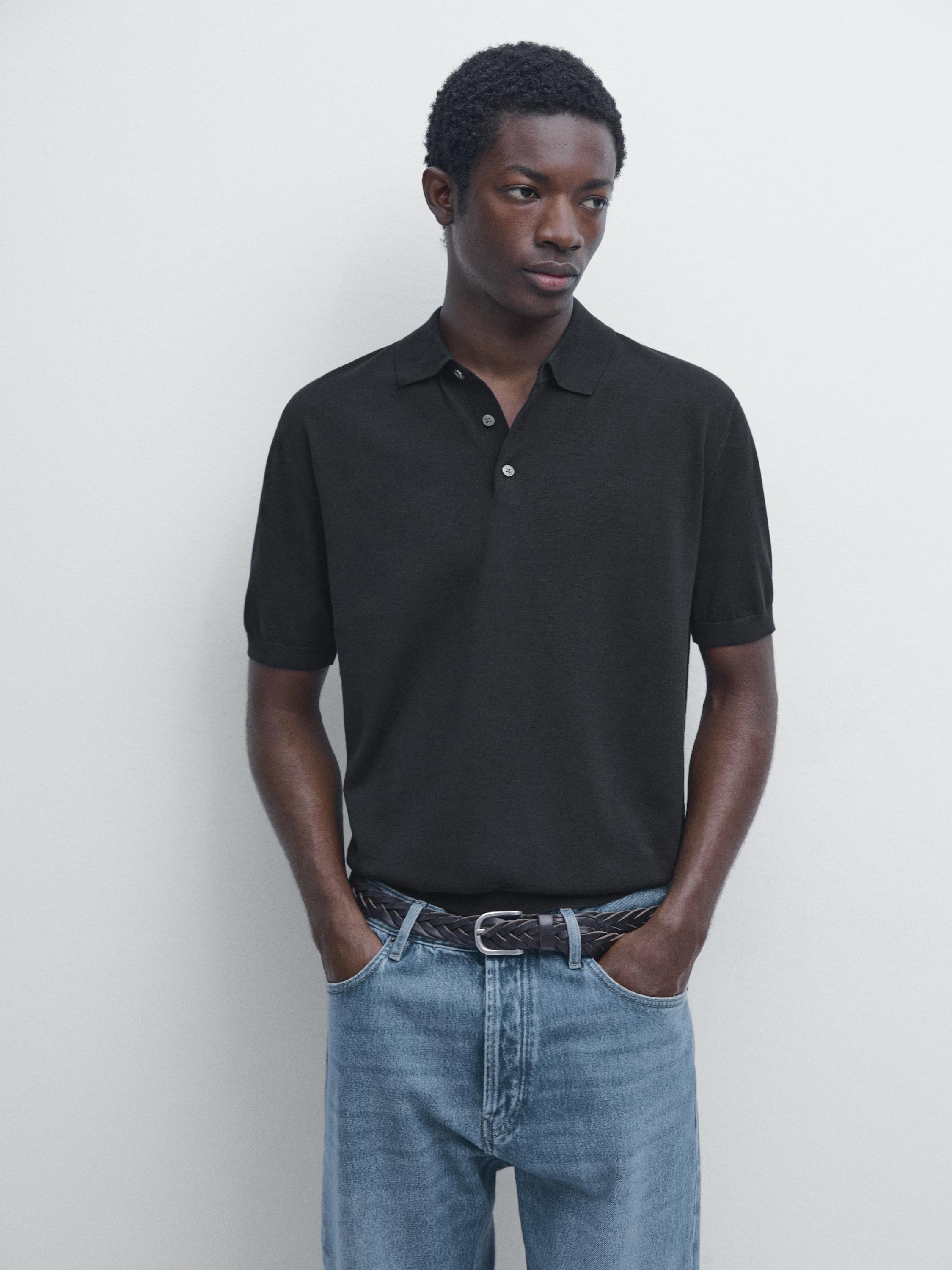 Knit cotton polo shirt