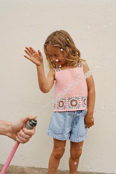 HIGH-WAIST DENIM BERMUDA SHORTS - Light blue by Zara