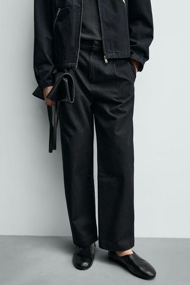 RELAXED FIT DENIM CHINOS WITH CONTRAST TOPSTITCHING - Indigo by Zara - Image 4