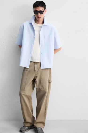 TEXTURED OXFORD SHIRT - Light sky blue by Zara - Image 4