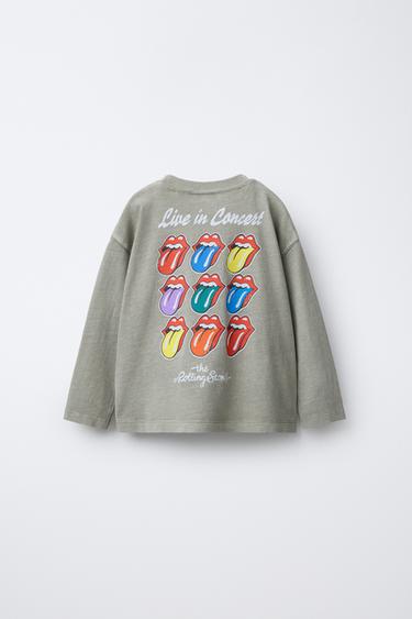 CAMISETA EFECTO LAVADO ROLLING STONES © - Marrón claro de Zara
