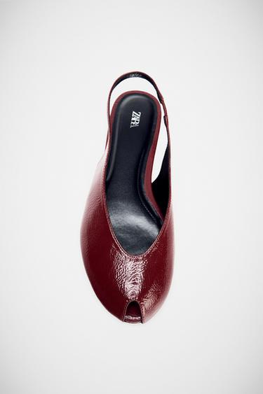 OPEN TOE SLINGBACK SHOES - Burgundy Red by Zara