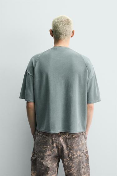 SPRAY PRINTED KNIT T-SHIRT - washed green by Zara - Image 2